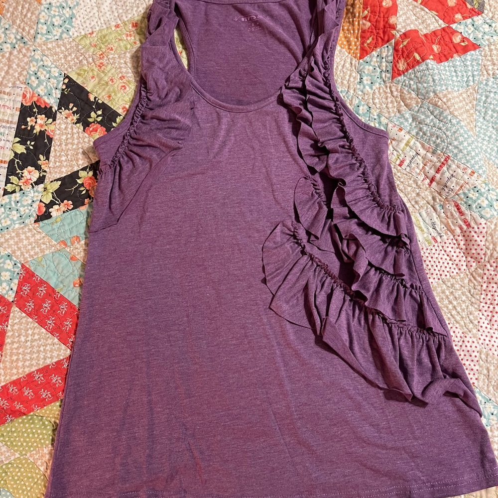 Purple ruffle tank